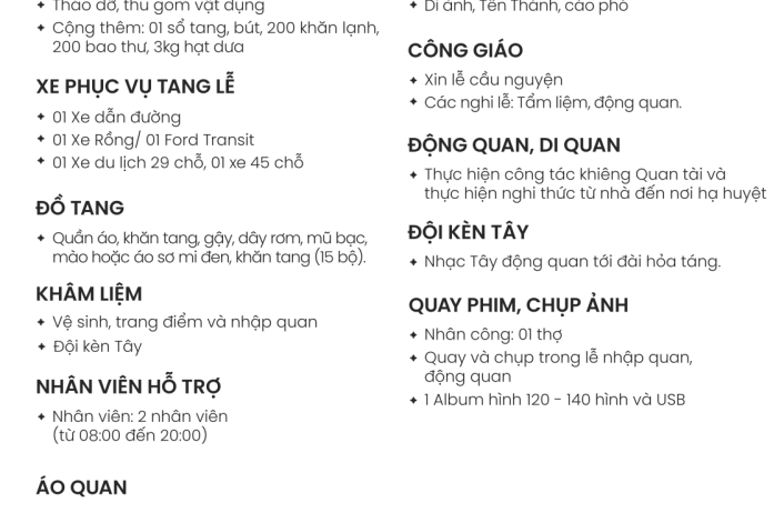 HT - CÔNG GIÁO - GÓI THEO NHU CẦU